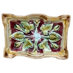 19th Century French Small Rectangular Majolica Catchall