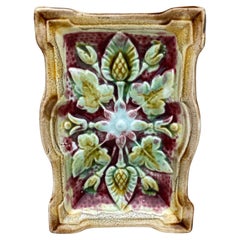 19th Century French Small Rectangular Majolica Catchall