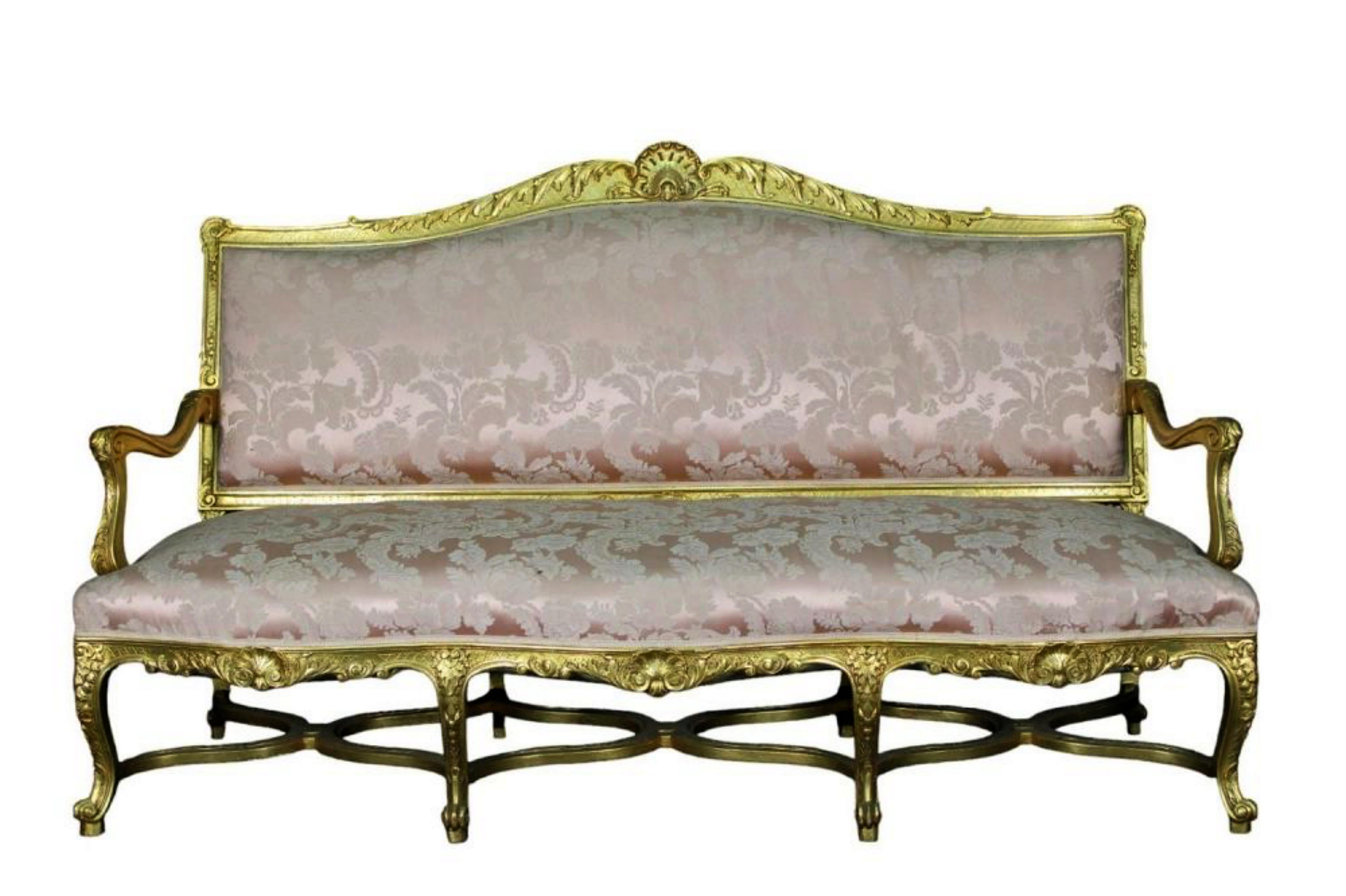 Hand-Crafted 19th Century French Sofa and Two Chairs Set For Sale