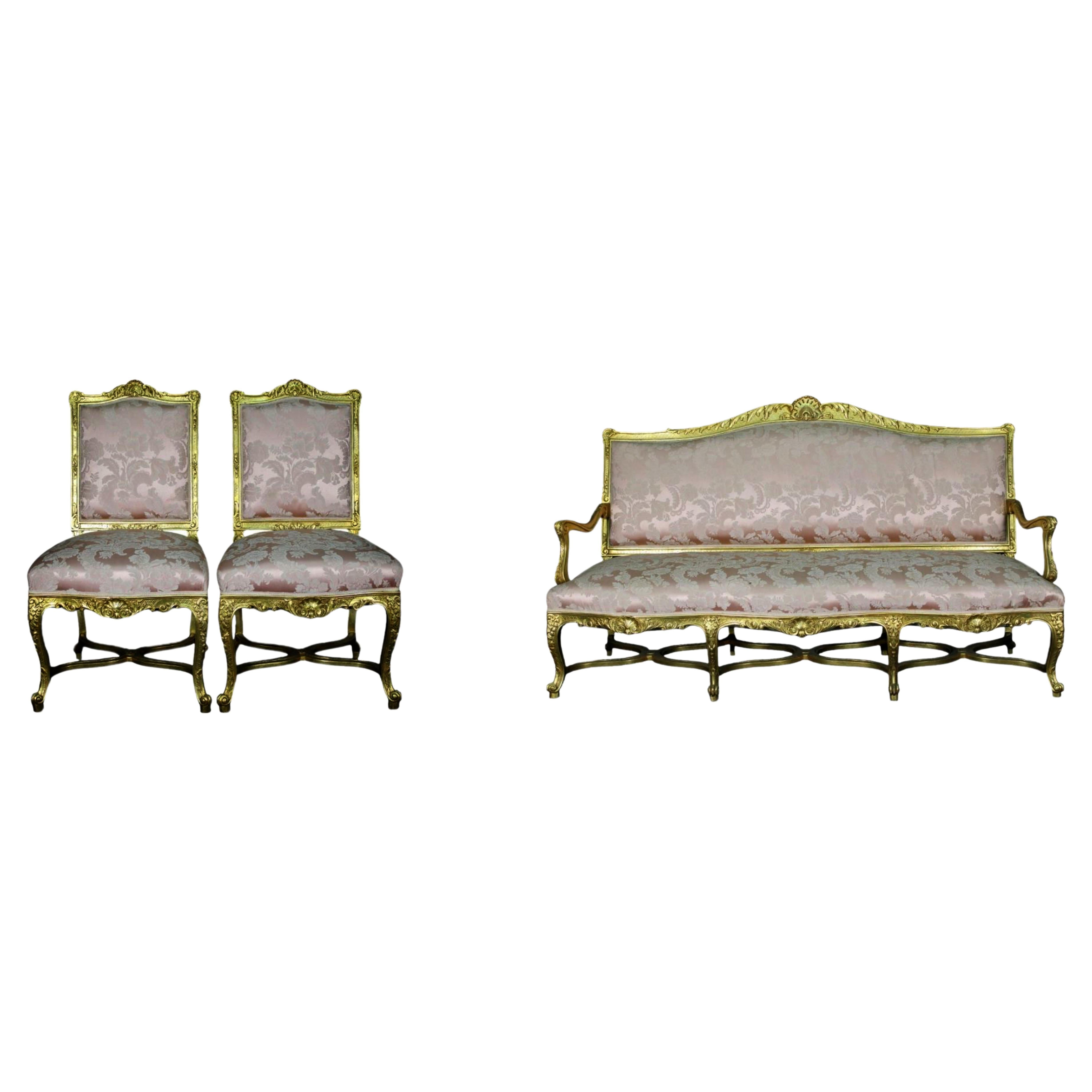 19th Century French Sofa and Two Chairs Set For Sale