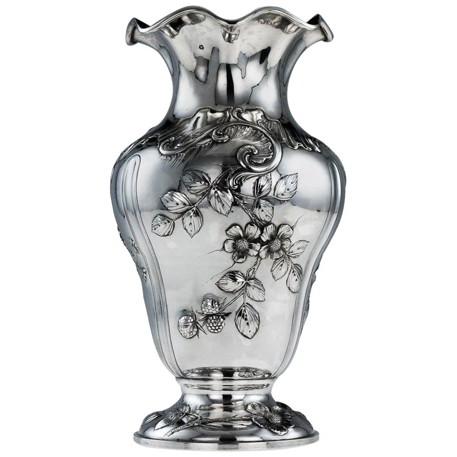 19th Century French Solid Silver Decorative Vase, circa 1890