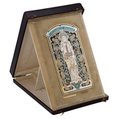 19th Century French Solid Silver & Enamel Icon of Elizabeth of Hungary, C.1890