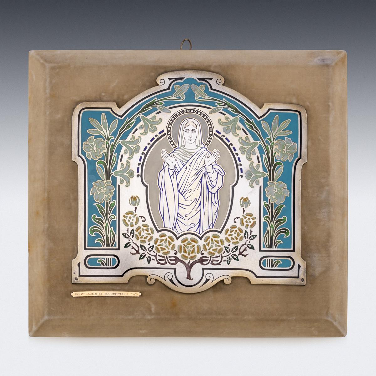 19th Century French Solid Silver & Enamel Icon of St Mary, circa 1890 For Sale 1