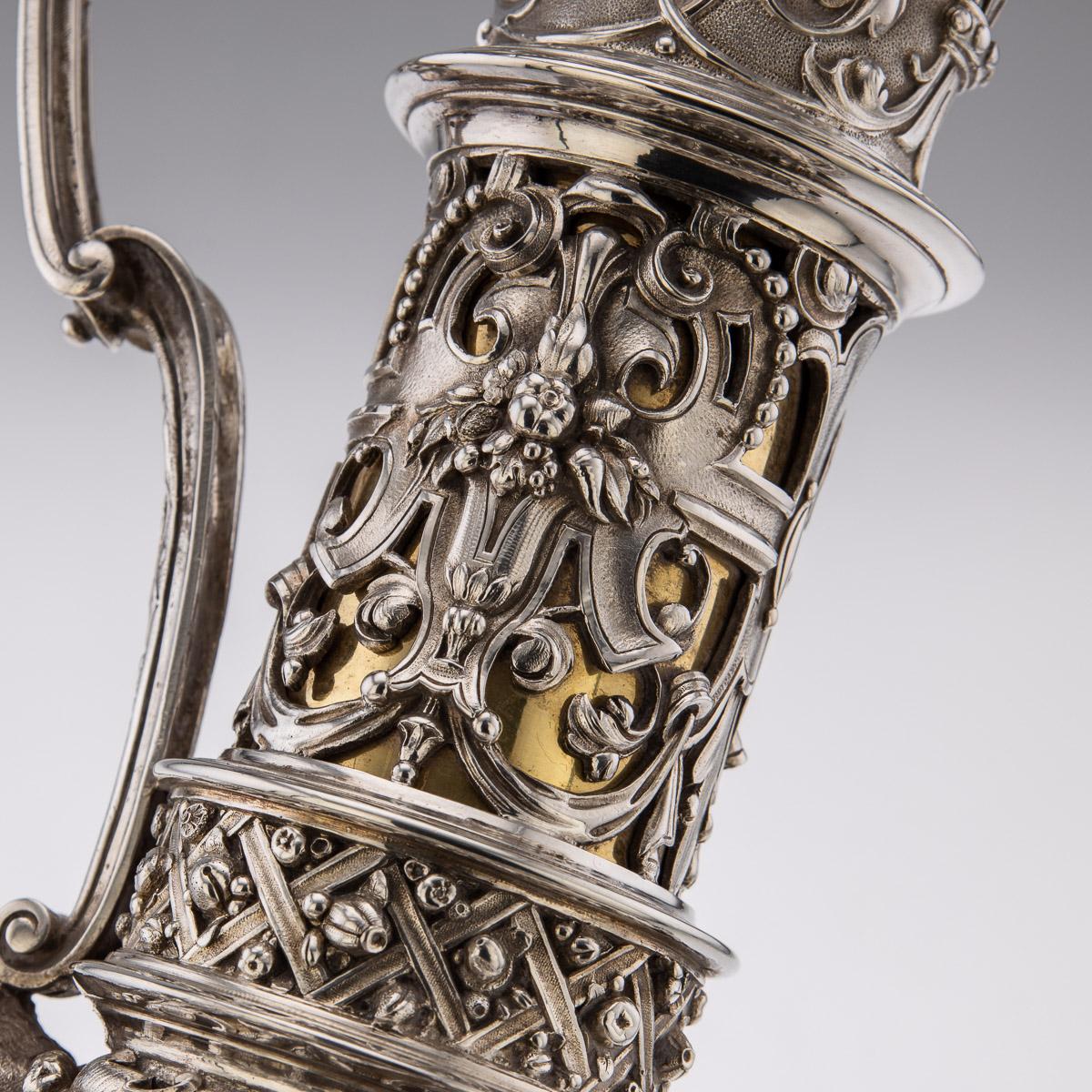 19th Century French Solid Silver Exceptional Figural Ewer, Odiot, c.1880 7