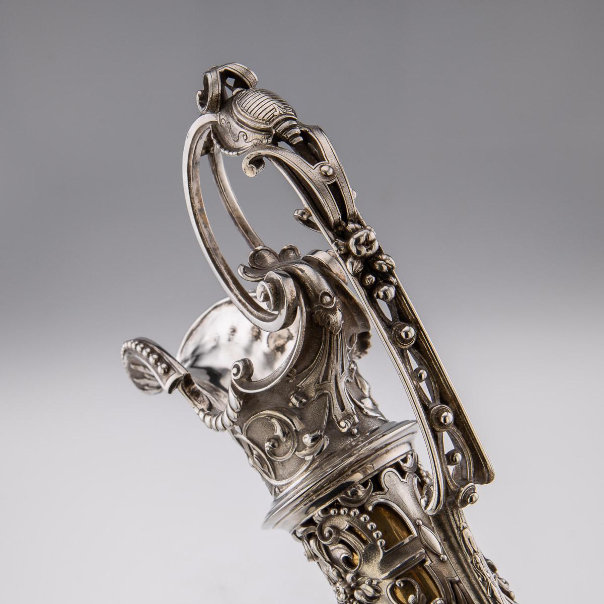 19th Century French Solid Silver Exceptional Figural Ewer, Odiot, c.1880 6