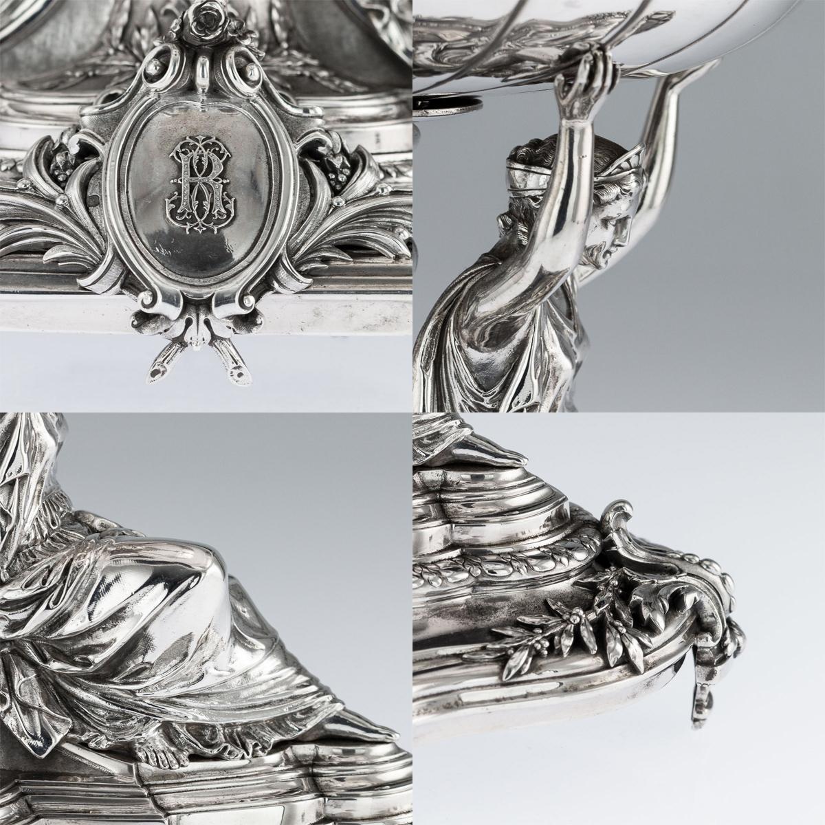 19th Century French Solid Silver Figural Centrepiece, Frey & Fils, Paris C.1880 4