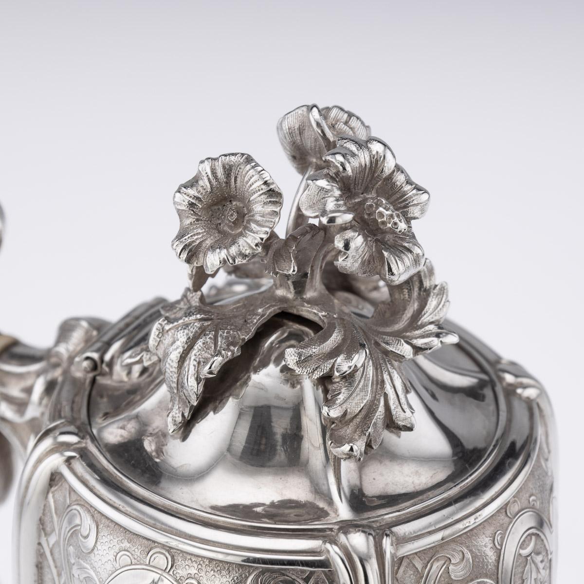 19th Century French Solid Silver Five Piece Tea & Coffee Service, Odiot, c.1870 14
