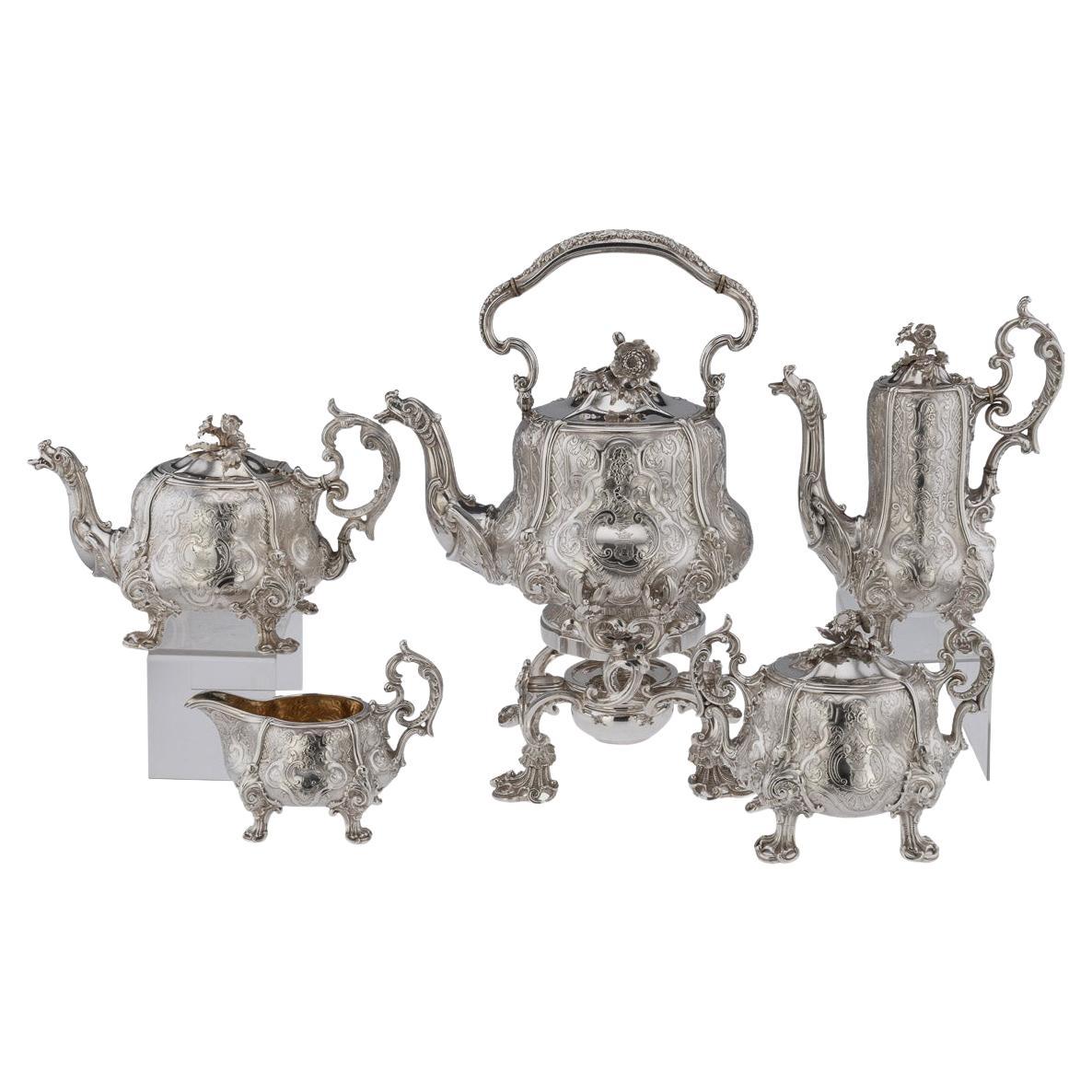 19th Century French Solid Silver Five Piece Tea & Coffee Service, Odiot, c.1870