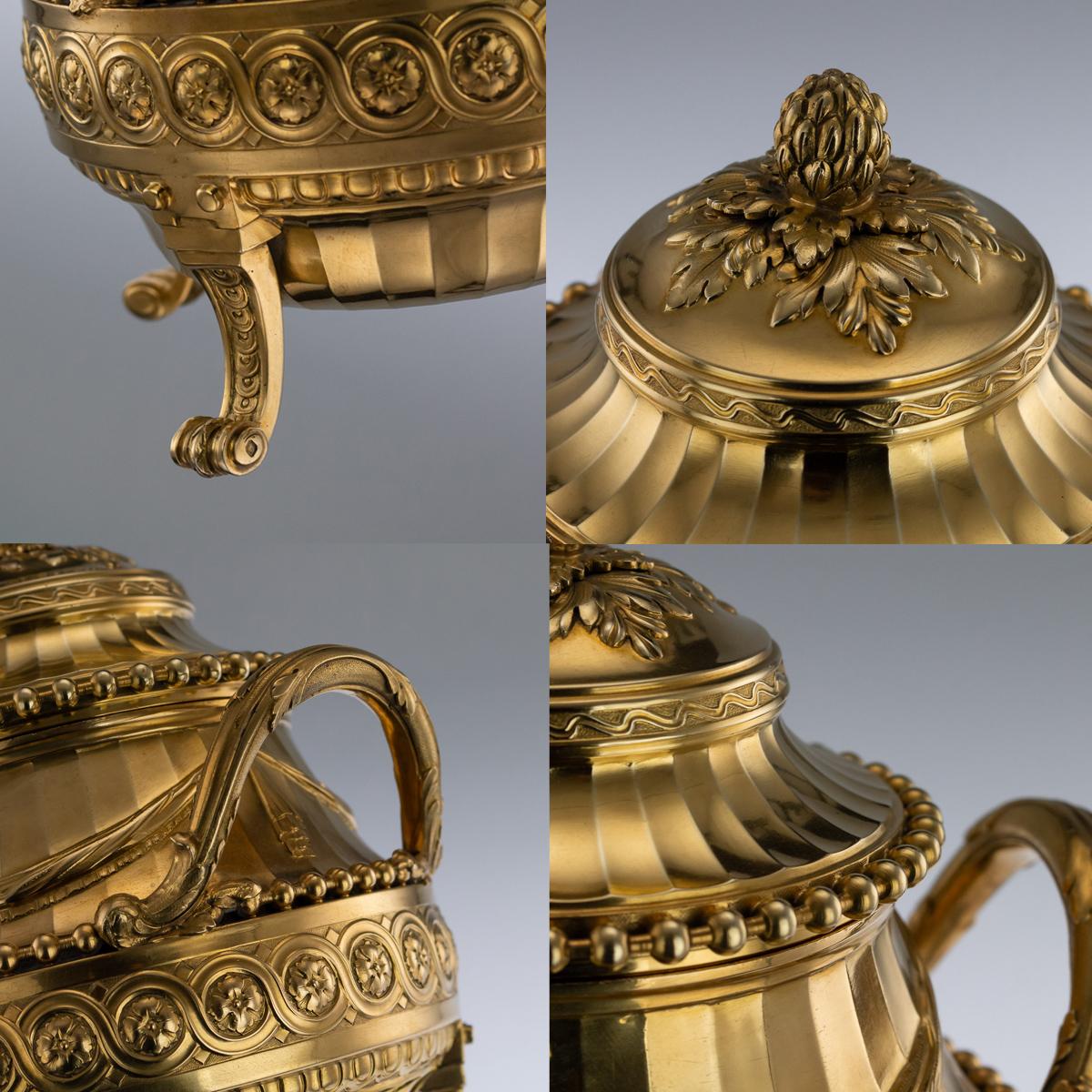 19th Century French Solid Silver-Gilt Tea Service, Cardeilhac, Paris circa 1870 7