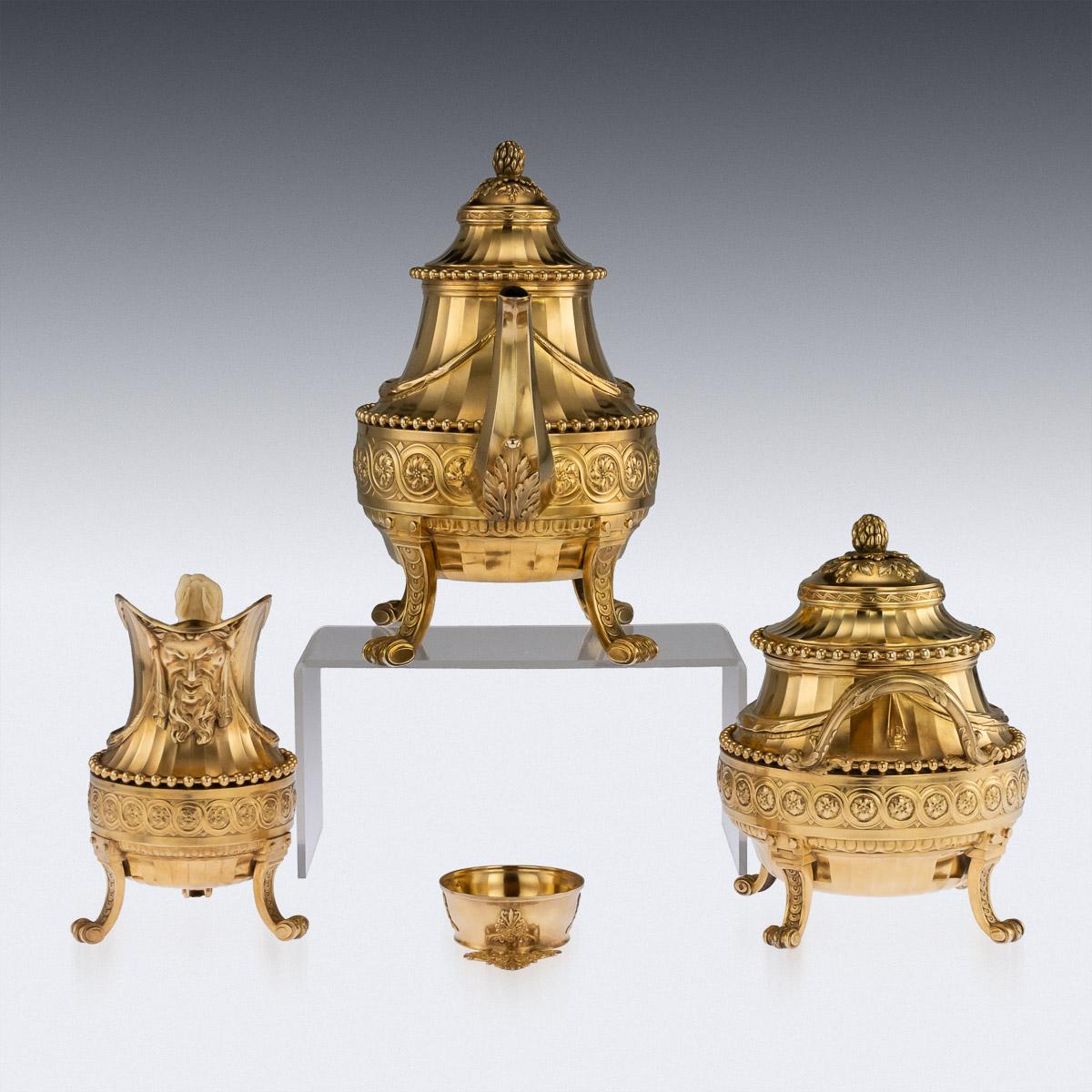 19th Century French Solid Silver-Gilt Tea Service, Cardeilhac, Paris circa 1870 1