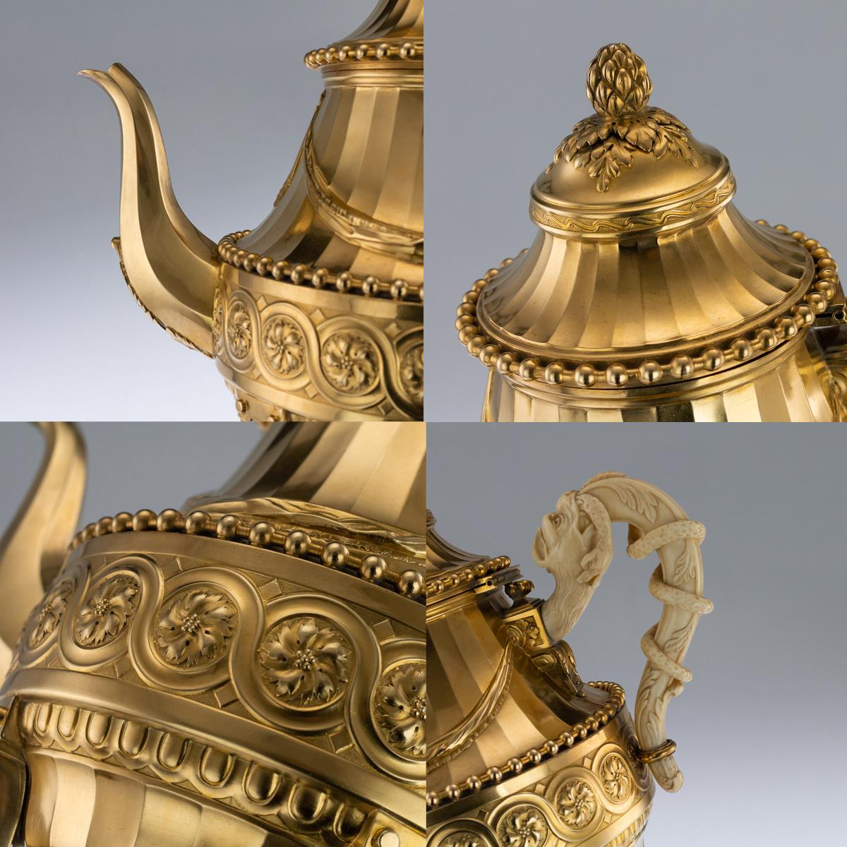 19th Century French Solid Silver-Gilt Tea Service, Cardeilhac, Paris circa 1870 4