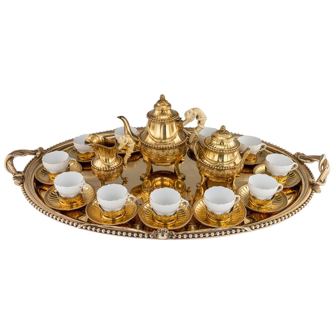 19th Century French Solid Silver-Gilt Tea Service, Cardeilhac, Paris circa 1870