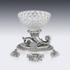 19th Century French Solid Silver & Glass Condiments Service, Paris, c.1830