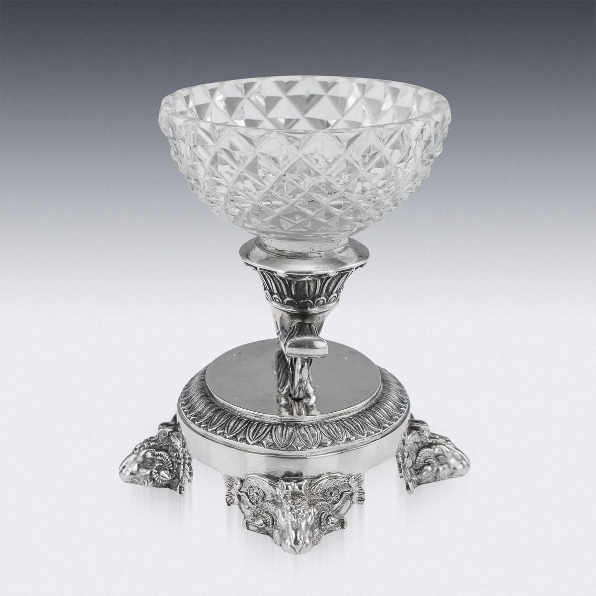 19th Century French Solid Silver & Glass Condiments Service, Paris, c.1830 1