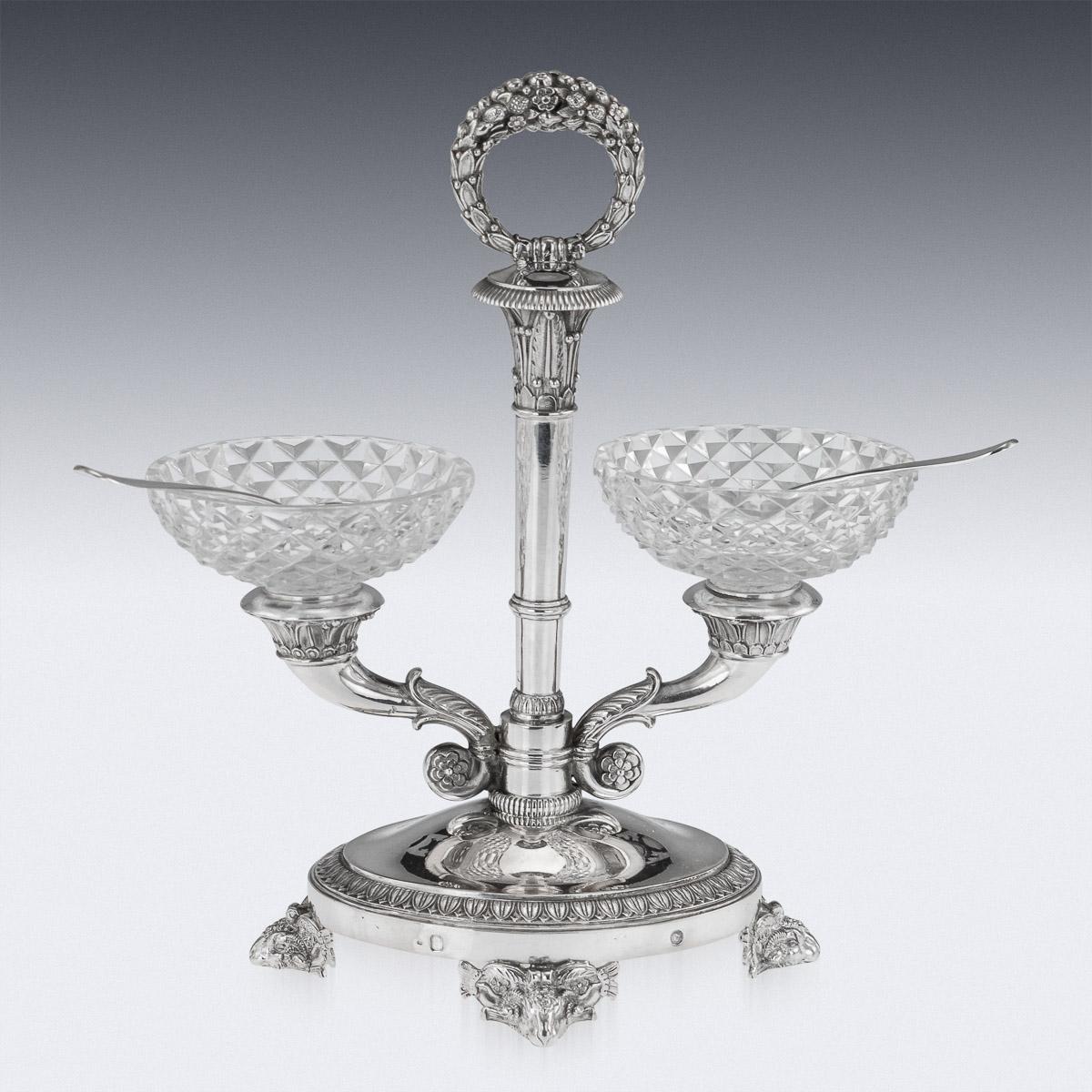 19th Century French Solid Silver & Glass Condiments Service, Paris, c.1830 2