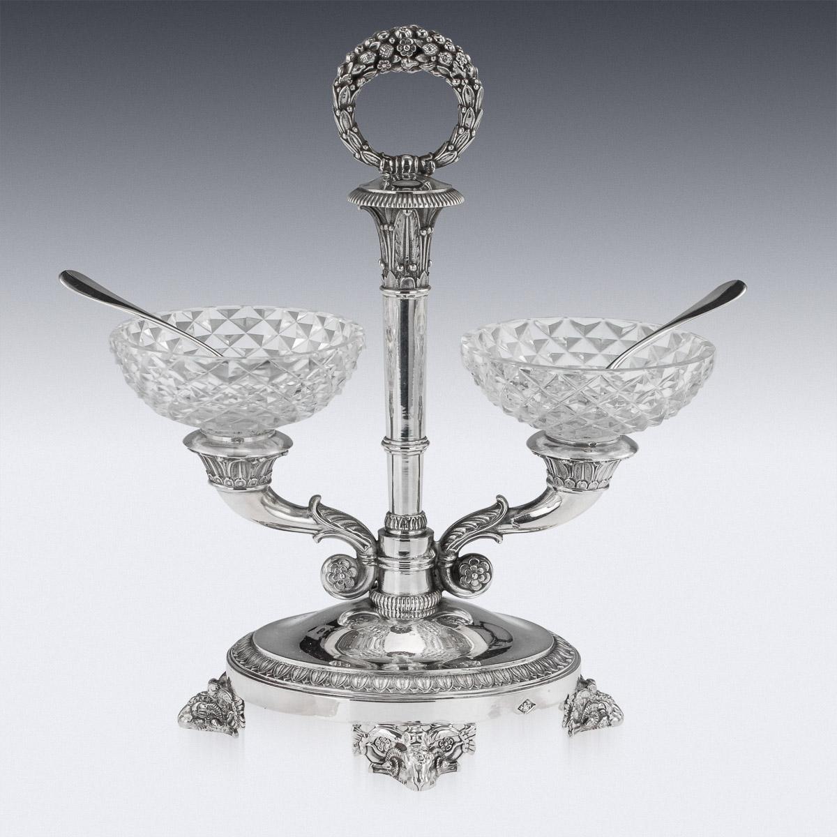 19th Century French Solid Silver & Glass Condiments Service, Paris, c.1830 3