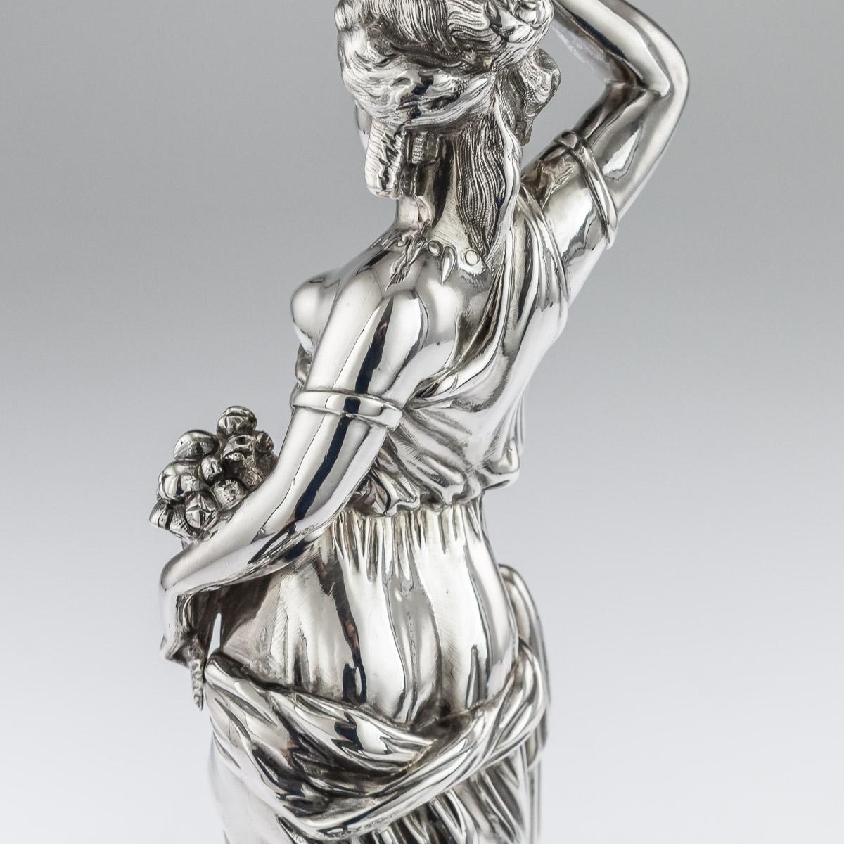 19th Century French Solid Silver Pair of Figural Candlesticks, Debain c.1880 10