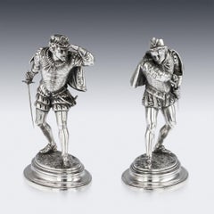 19th Century French Solid Silver Statues of Duellists, Émile Guillemin