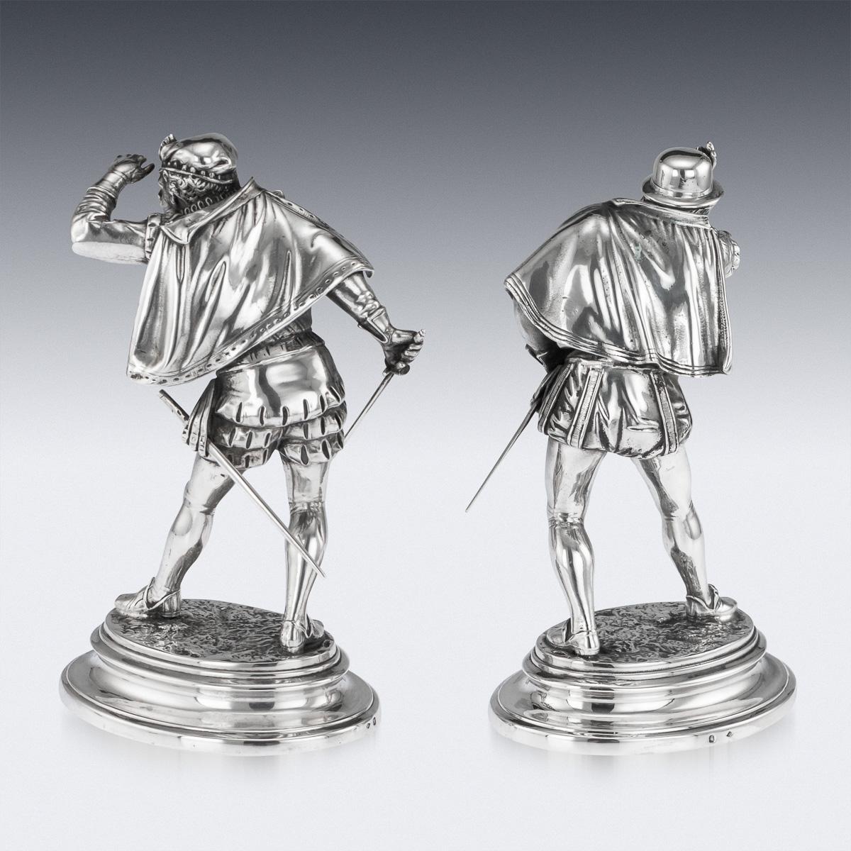 19th Century French Solid Silver Statues of Duellists, Émile Guillemin 1