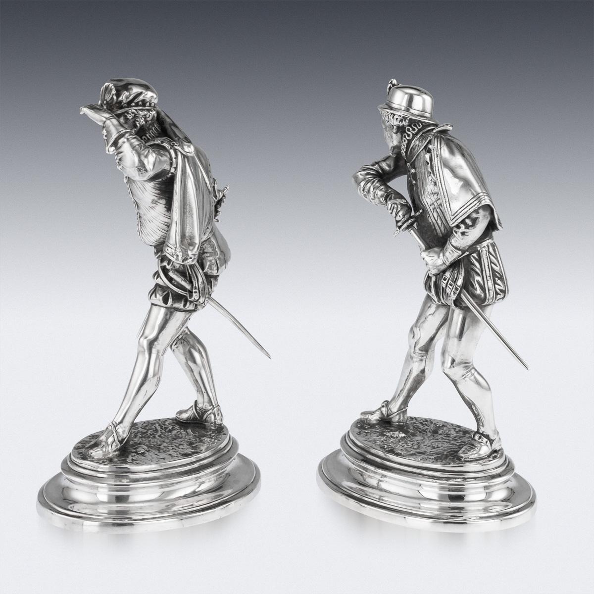 19th Century French Solid Silver Statues of Duellists, Émile Guillemin 2