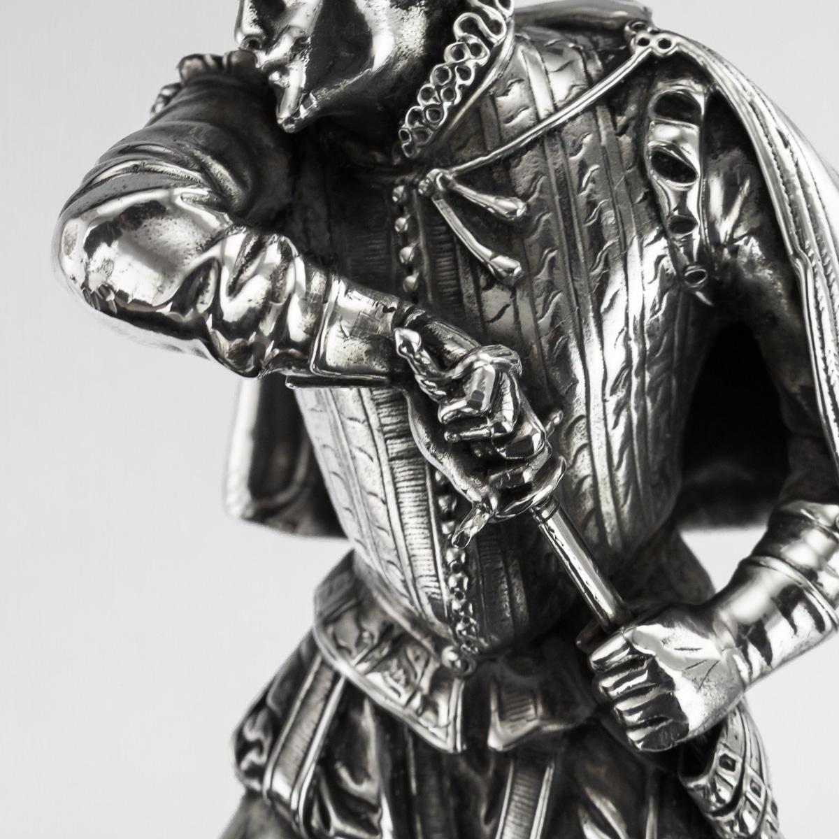 19th Century French Solid Silver Statues of Duellists, Émile Guillemin 5