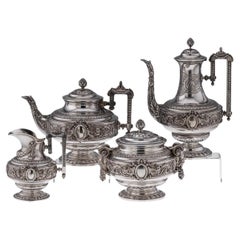 19th Century French Solid Silver Tea & Coffee Set, Charles Merite, Paris c.1880