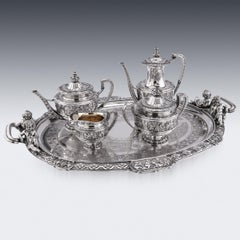 19th Century French Solid Silver Tea Service on Tray, Odiot, Paris, c.1860