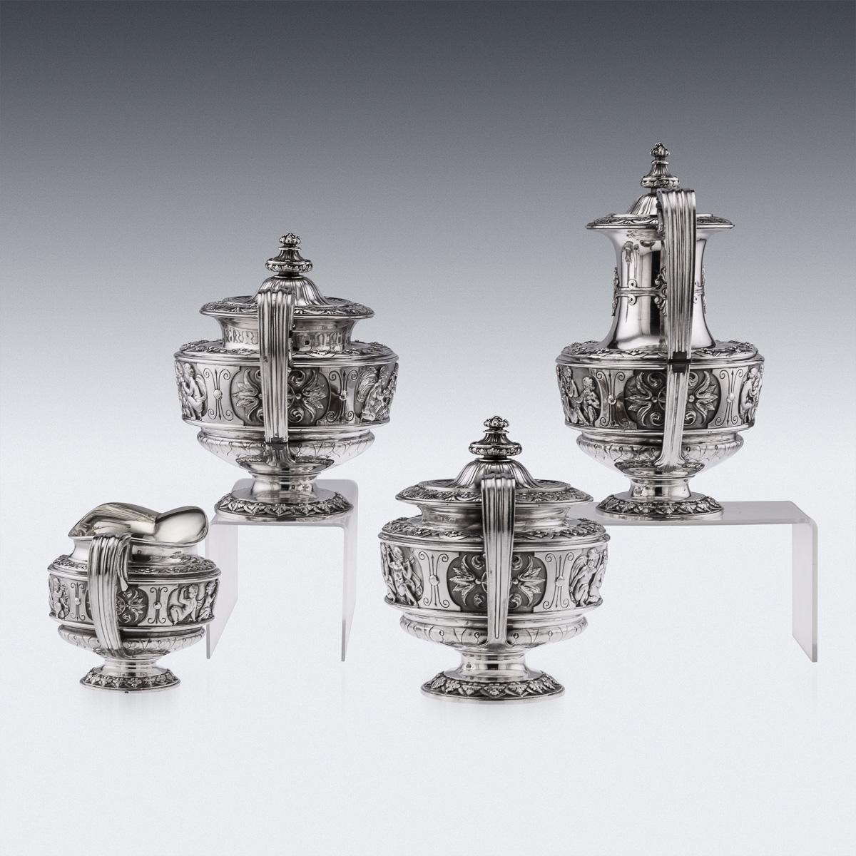 19th Century French Solid Silver Tea Service on Tray, Odiot, Paris, c.1860 In Good Condition In Royal Tunbridge Wells, Kent