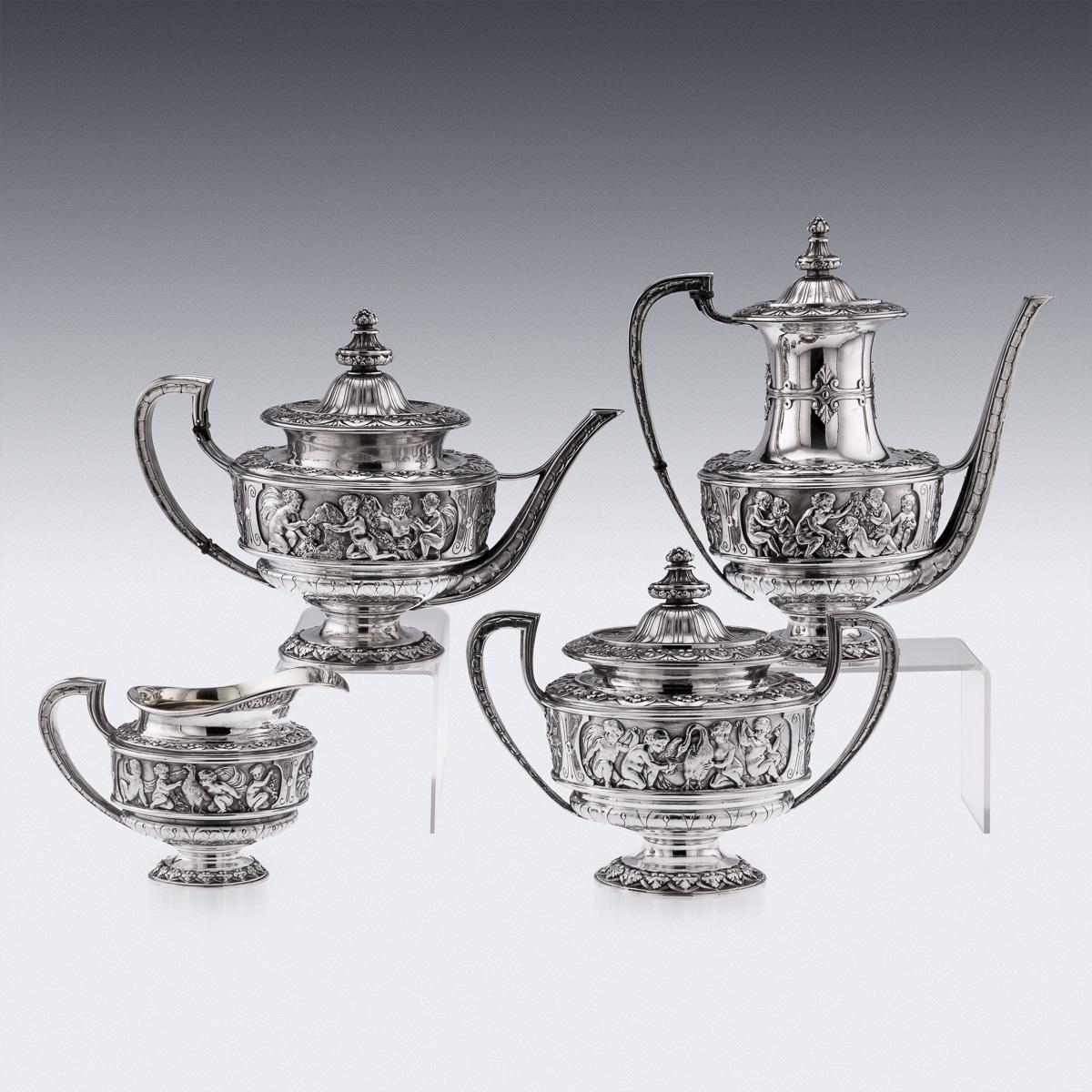 19th Century French Solid Silver Tea Service on Tray, Odiot, Paris, c.1860 1