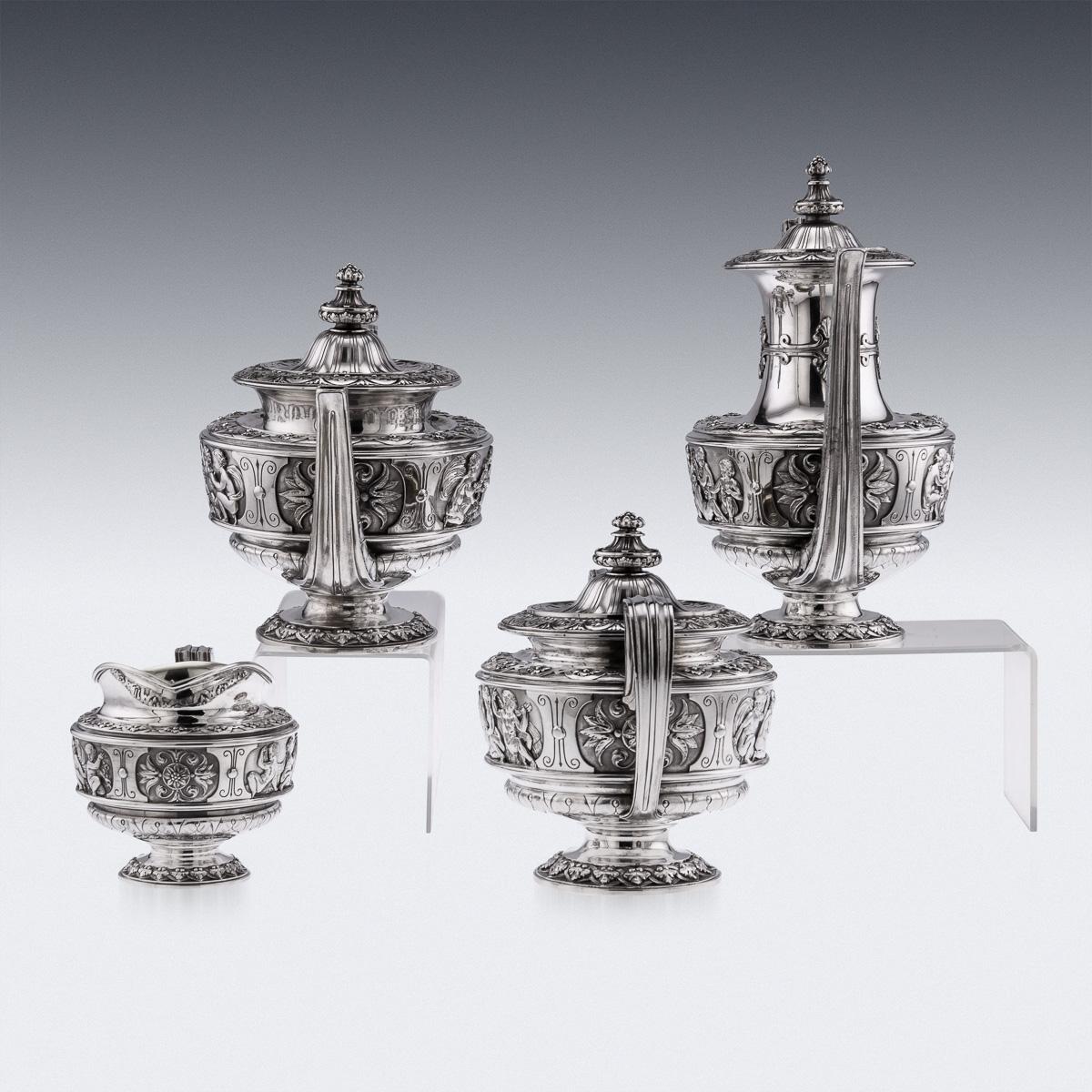 19th Century French Solid Silver Tea Service on Tray, Odiot, Paris, c.1860 2