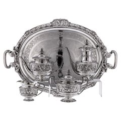 19th Century French Solid Silver Tea Service on Tray, Odiot, Paris, c.1860