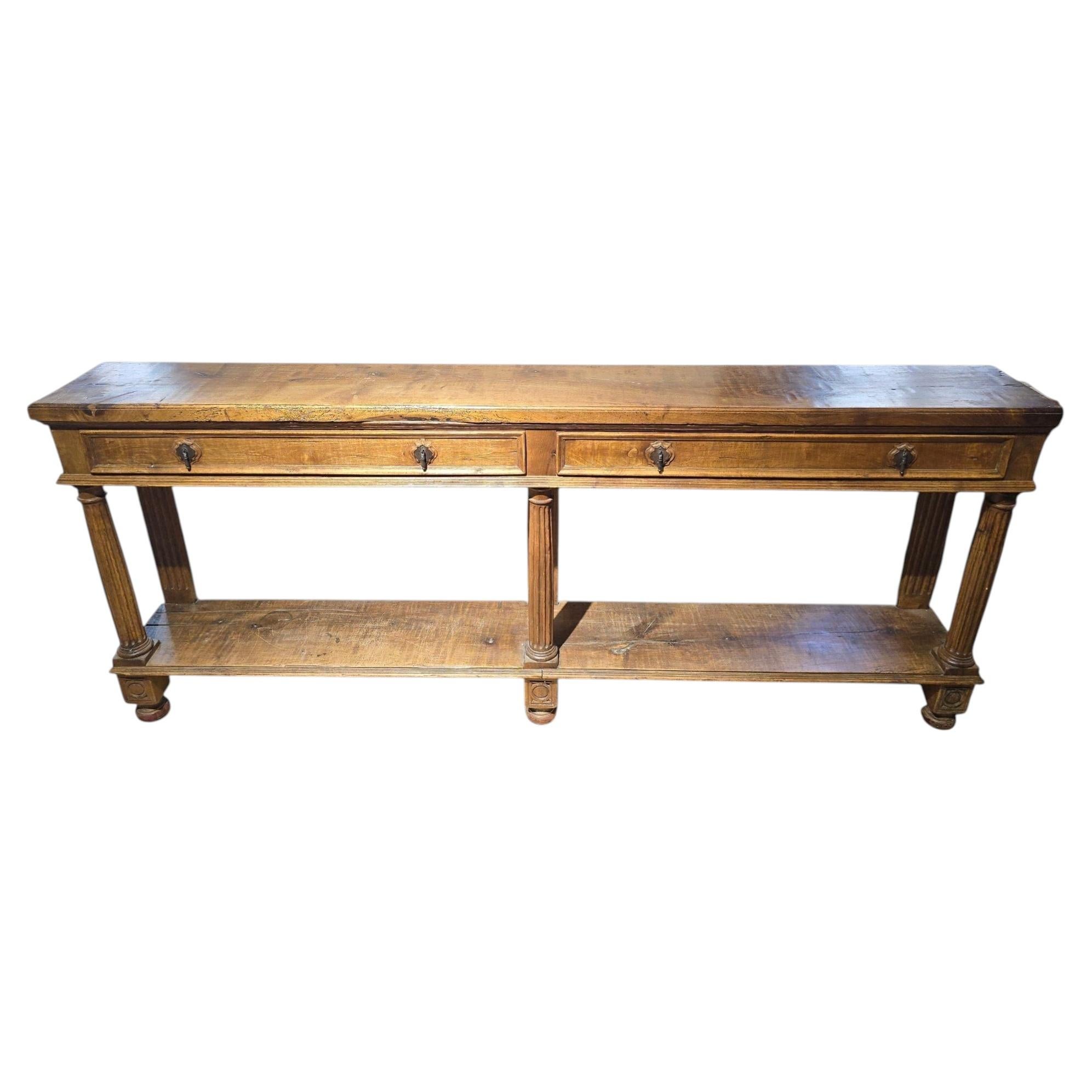 19th Century French Solid Walnut Store Counter