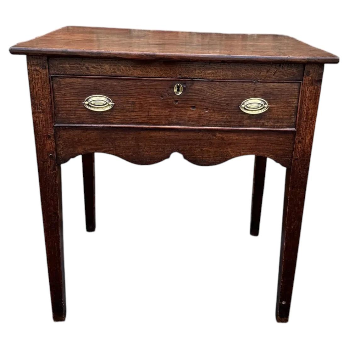 19th Century French Solid Wood Side Table with Tapered Legs