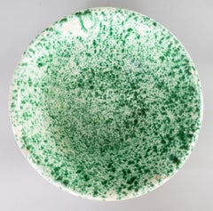 19th Century Italian Speckled Green Glazed Terracotta Passata Decorative Bowl