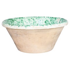 19th Century Italian Speckled Green Glazed Terracotta Passata Decorative Bowl