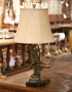 Französische Zinnfigurenlampe des 19. Jahrhunderts "Coup de Soleil" Signiert Ferrand