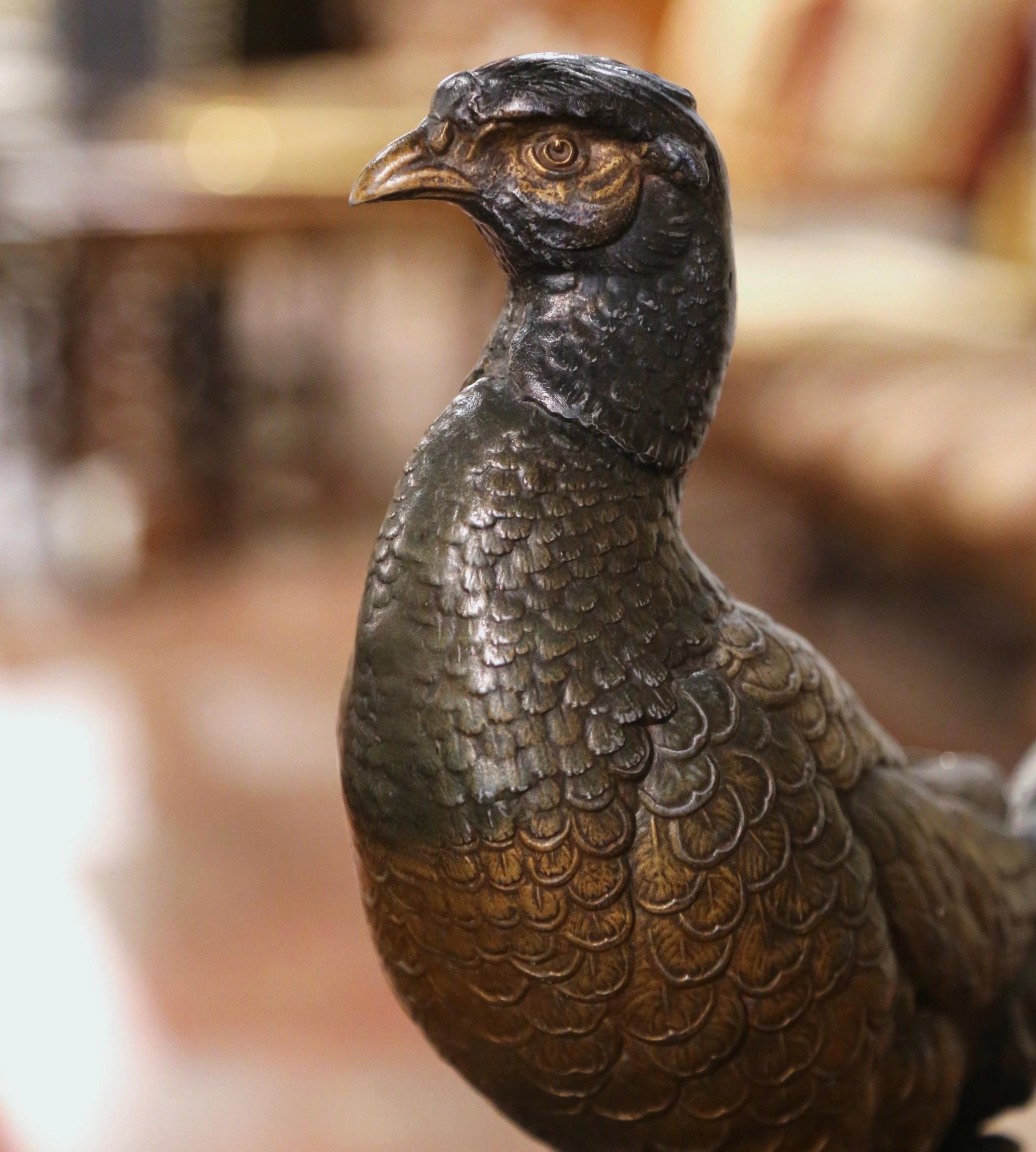 19th Century French Spelter Pheasant Sculpture Signed L. a. Carvin 4