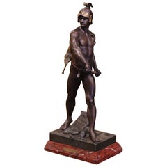 Antique 19th Century French Spelter Sculpture Titled "Honor-Patria" Signed E. Picault