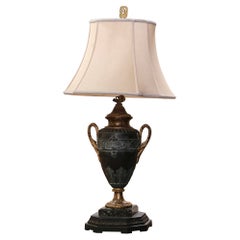 Antique 19th Century French Spelter Urn-Form on Marble Base Table Lamp