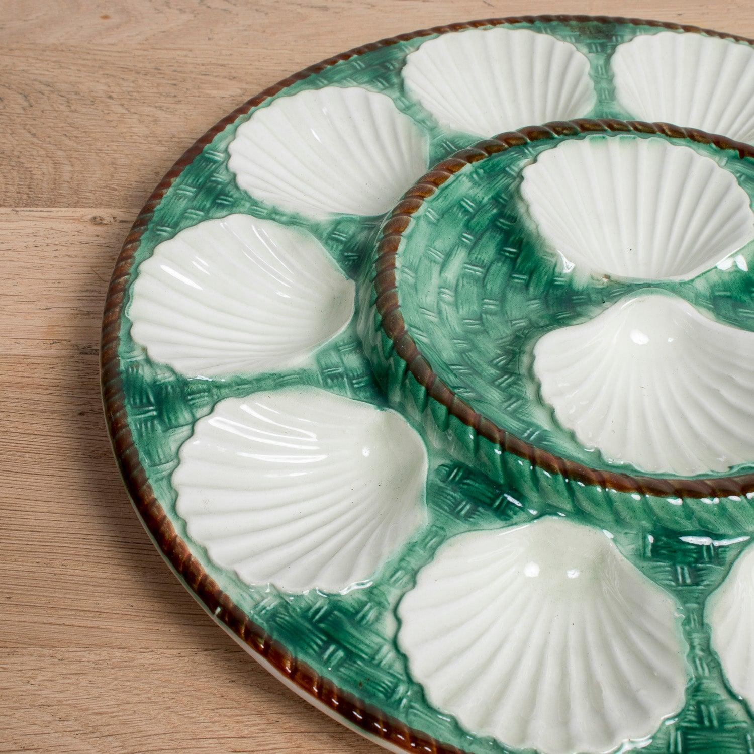19th Century French St. Clement Basketweave and Rope Oyster Platter For Sale 2