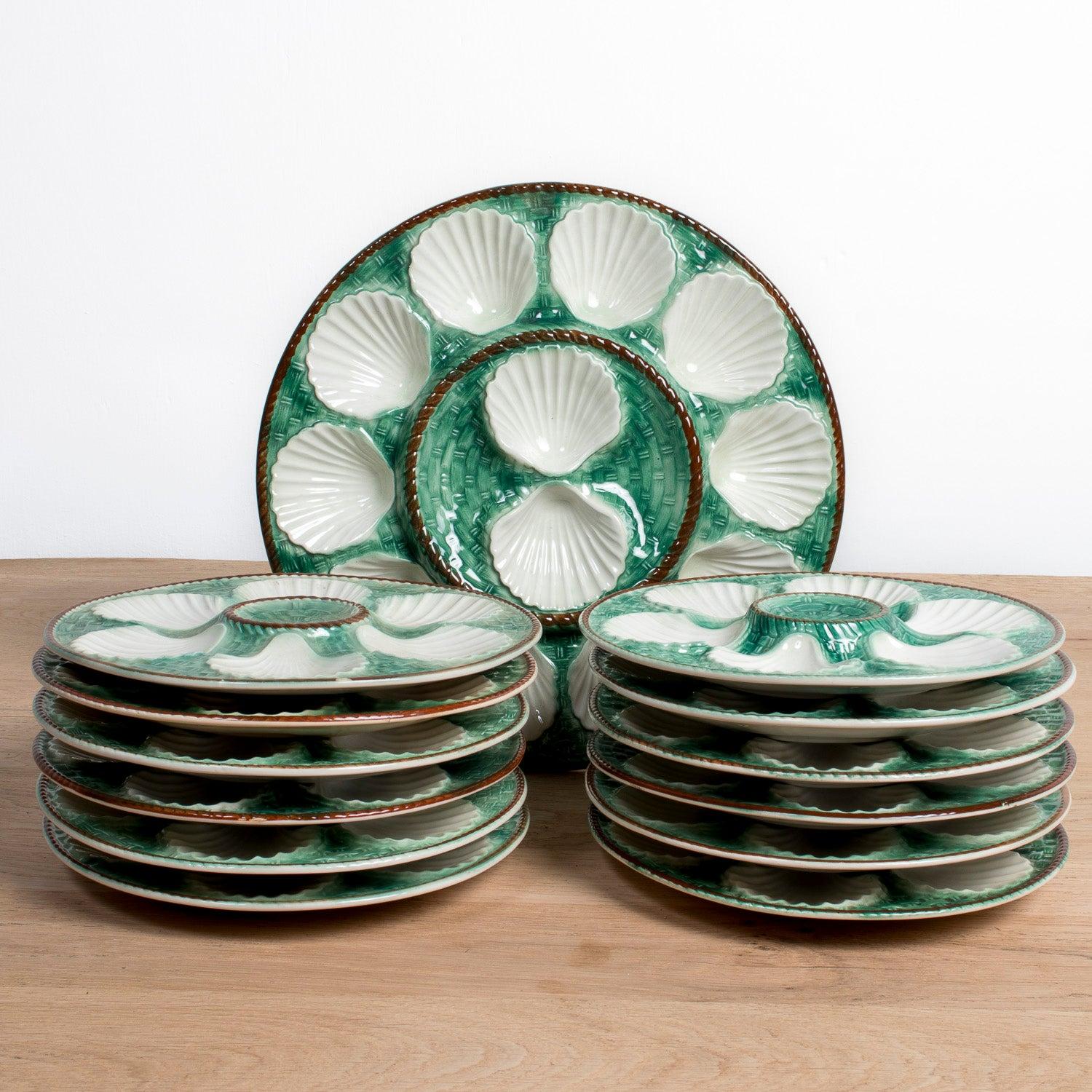 19th Century French St. Clement Basketweave and Rope Oyster Platter For Sale 5