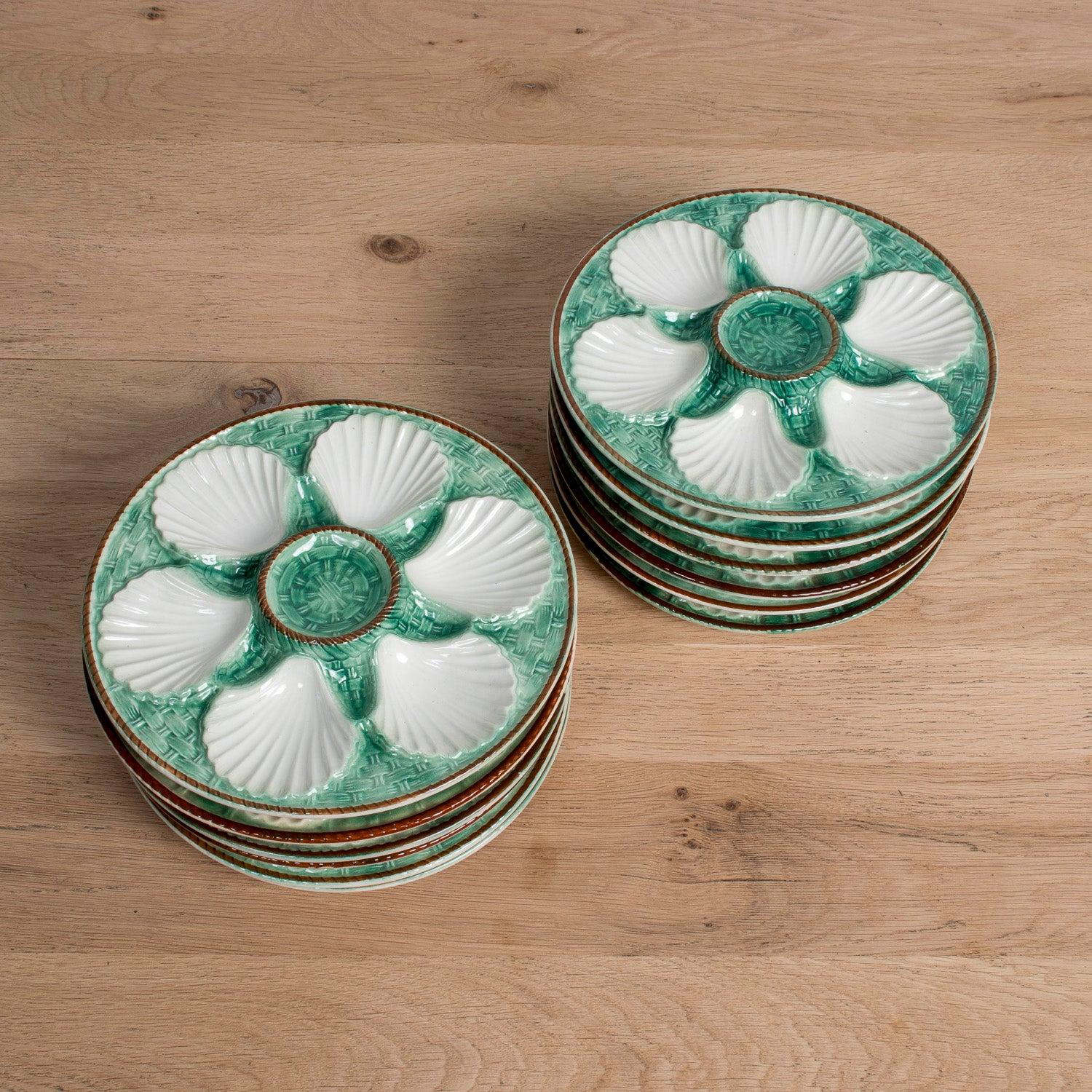19th Century French St. Clement Basketweave & Rope Oyster Plates, Sold per Item For Sale 6