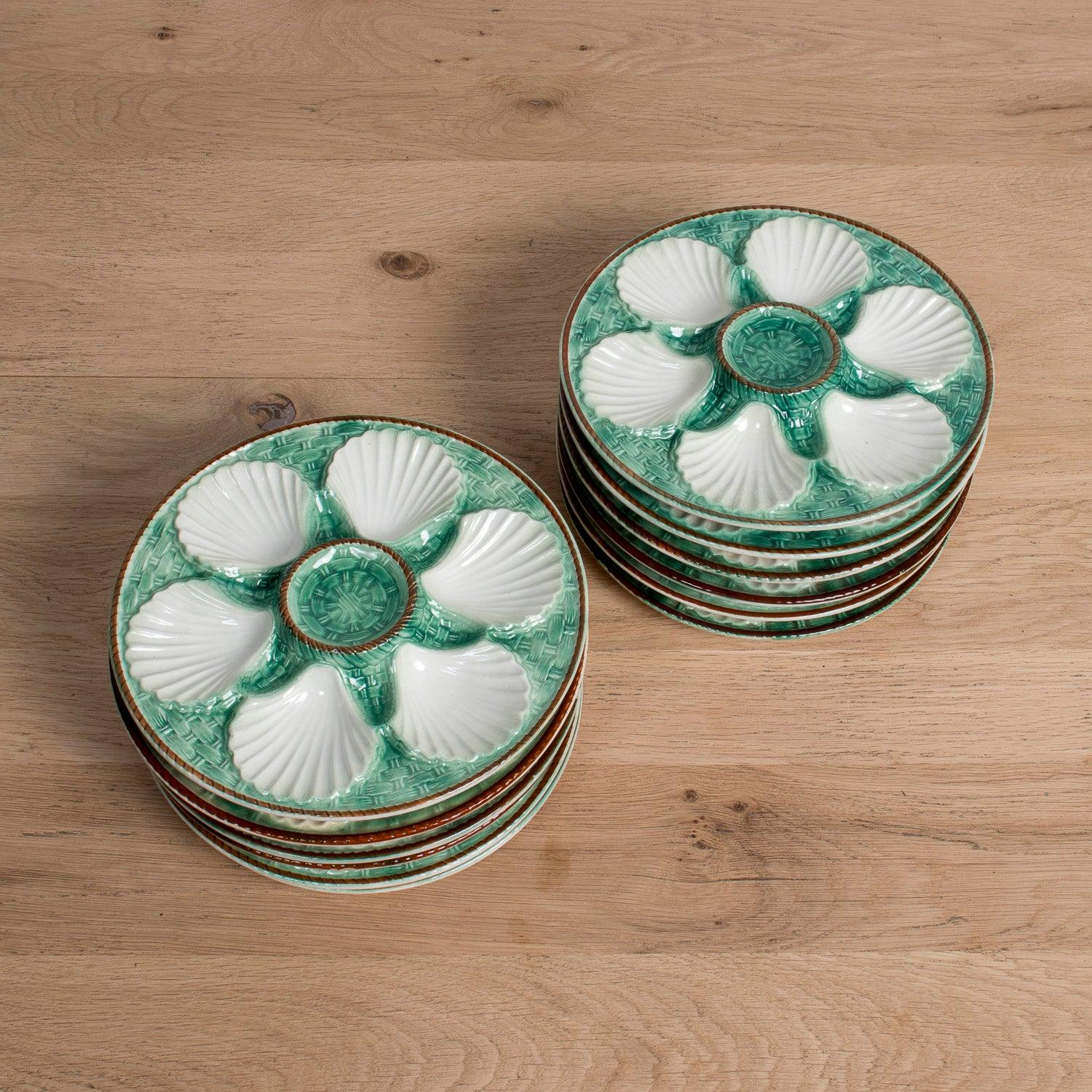 19th Century French St. Clement Basketweave & Rope Oyster Plates, Sold per Item For Sale 7