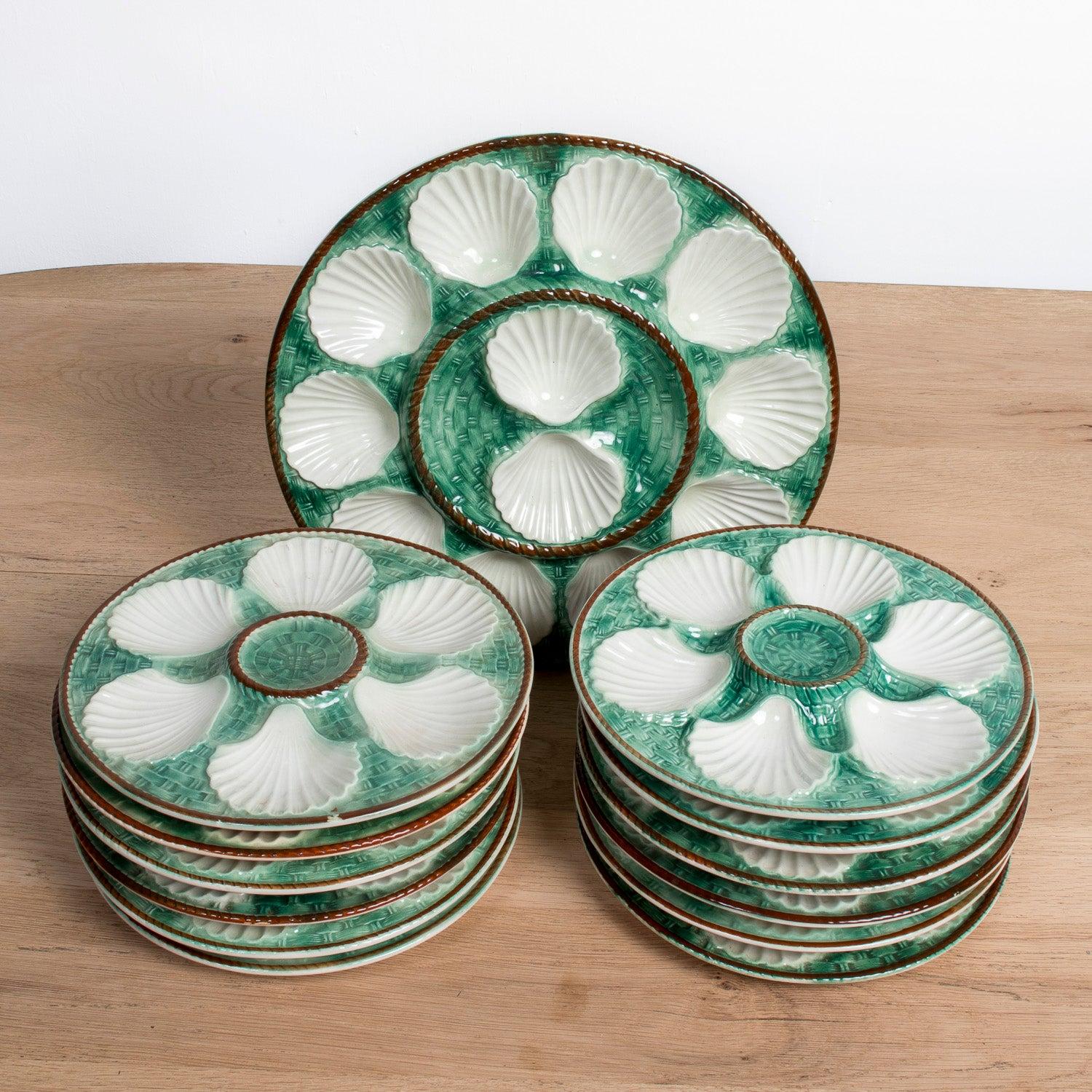 19th Century French St. Clement Basketweave & Rope Oyster Plates, Sold per Item For Sale 8