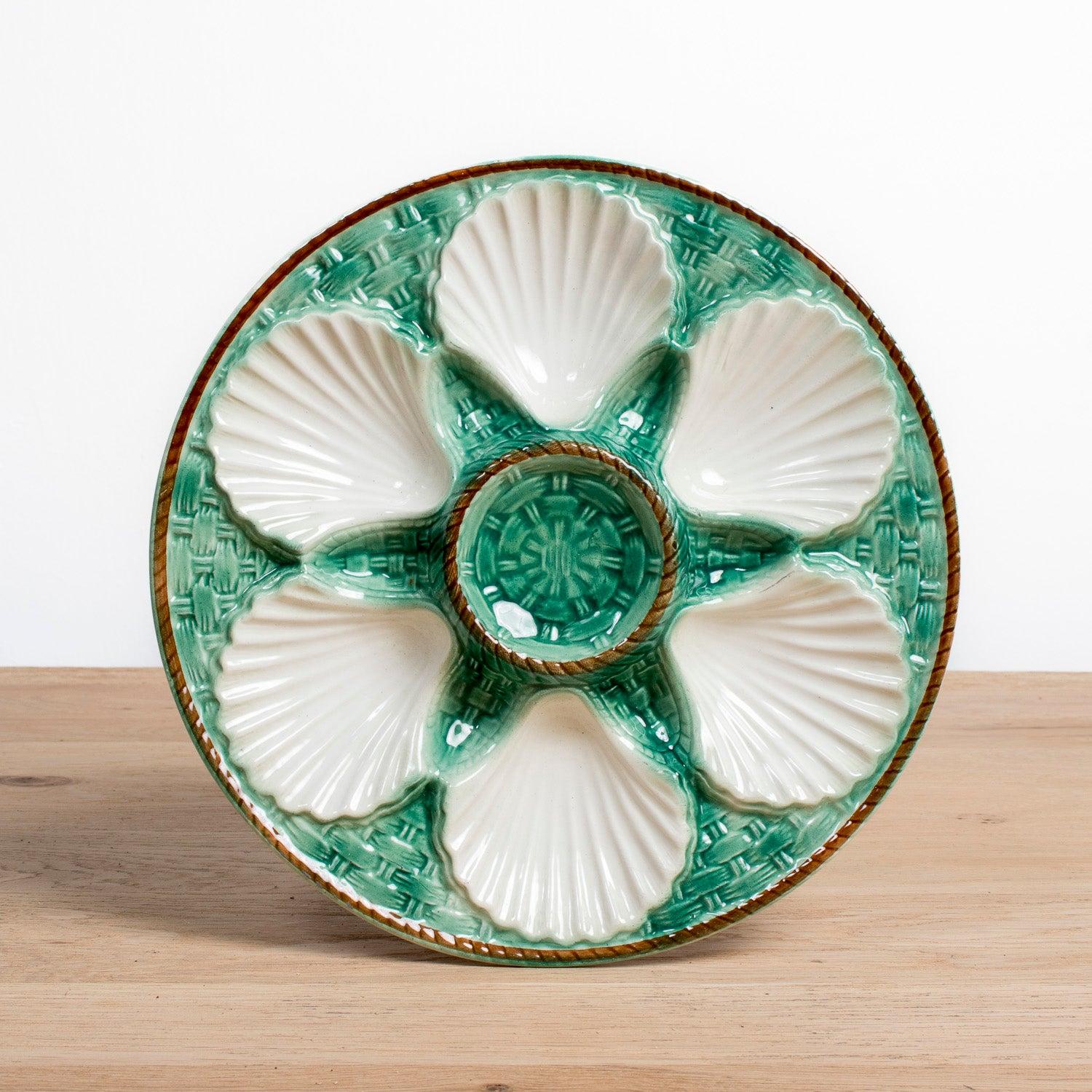 19th Century French St. Clement Basketweave & Rope Oyster Plates, Sold per Item In Good Condition For Sale In Birmingham, AL