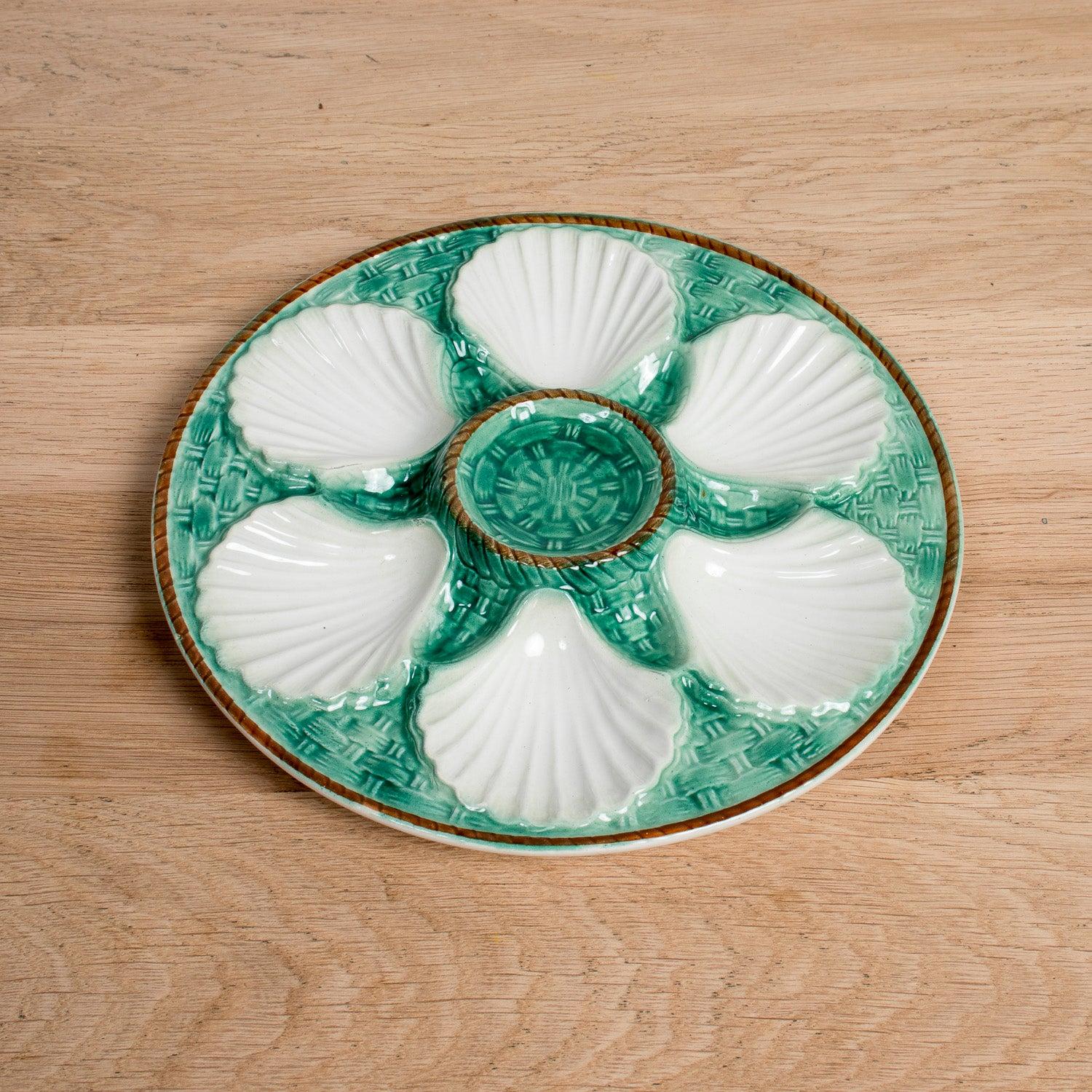 19th Century French St. Clement Basketweave & Rope Oyster Plates, Sold per Item For Sale 1