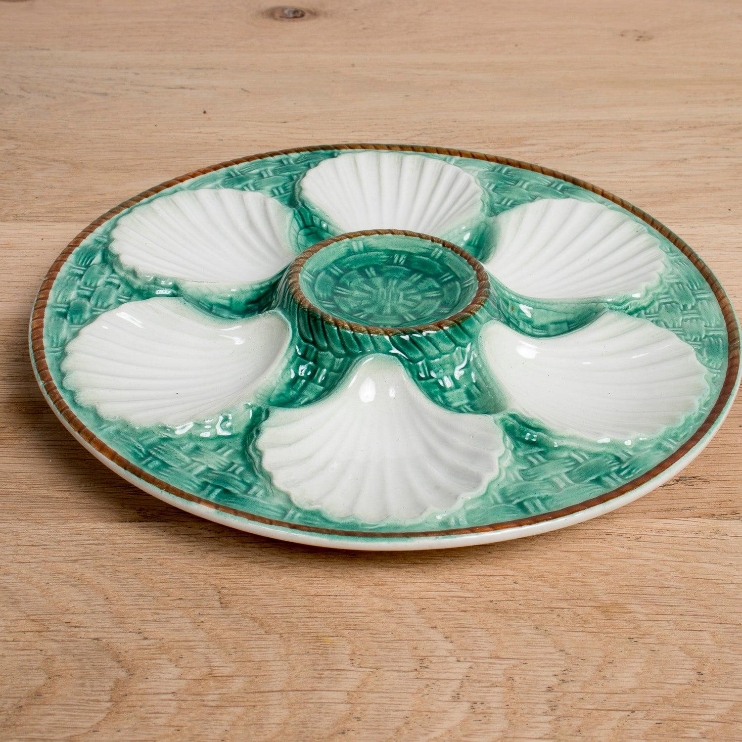 19th Century French St. Clement Basketweave & Rope Oyster Plates, Sold per Item For Sale 2
