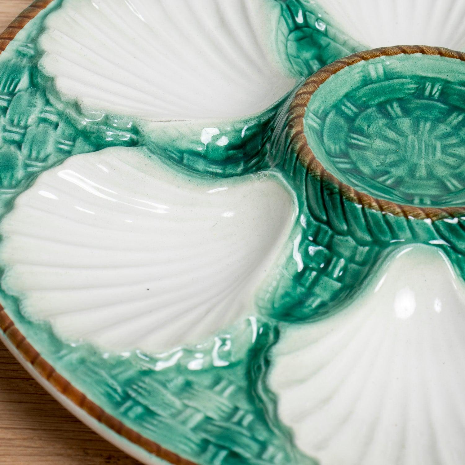 19th Century French St. Clement Basketweave & Rope Oyster Plates, Sold per Item For Sale 3