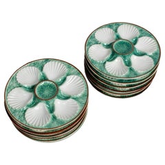 19th Century French St. Clement Basketweave & Rope Oyster Plates, Sold per Item