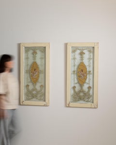19th Century French Stained Glass Panels, Antique Architectural Art
